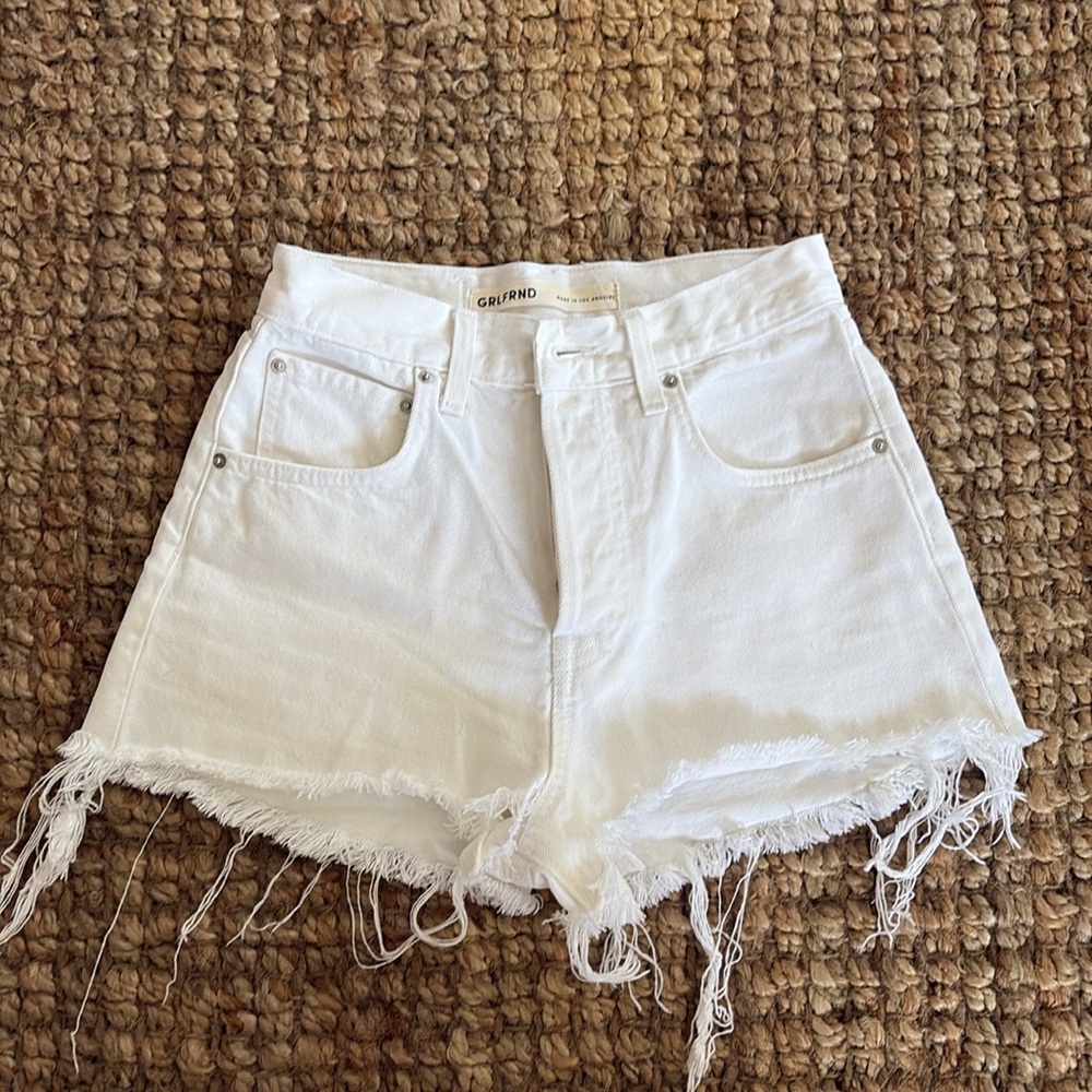 GRLFRND White Denim Shorts